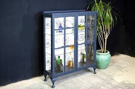 Antique white cabinets with glaze. Two Door Glass Display Cabinet Drinks Time Painted Vintage Antique Farmhouse Furniture