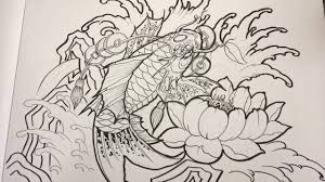 Tô vẽ hình xăm theo đường viền sẵn có. Tattoo Fish Koi Váº½ Ca Chep Hoa Sen Fly Ink Design Tattoo By Thien Minh