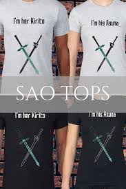 Anime Shirts Asuna And Kirito T Shirts Anime Couple Gift Valentines Day Tops Sao Tops Gaming T Shirts Anime Tops Sword Art Sword Art Online Asuna Asuna