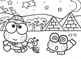 Download or print this amazing coloring page: Hello Kitty Keroppi Coloring Pages
