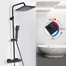 Arcora Duschsystem Mit Thermostat Duschset Schwarz Regendusche Eckig Duschgarnitur Duschsaule Duscharmatur Mit Handb Duschsysteme Duscharmatur Duschset
