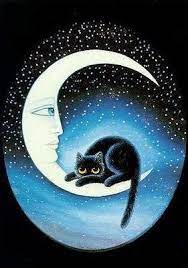 Veronica Elliott Elliott5232 Pintura De Gato Gato Luna Pinturas