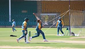 Players of pakistan cricket team attend a practice session for an upcoming test match against south africa. 1wnjrqs0qwb3mm