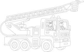 Coloriage à imprimer - Coloriages véhicule : Camion de pompier 01 - 10  Doigts