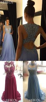 Hebeos A Line Scoop Chiffon Light Sky Blue Long Prom Dresses