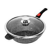 24cm 9 5inch With Glass Cover 2 9quart Marble Non Stick Deep Frypan With Detachable Handle Glass Coffee Cups Glass Marble