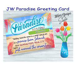 Jw Gifts Jw Greeting Card Paradise Loading Design Jw Etsy In 2021 Encouragement Cards Jw Gifts Greeting Cards