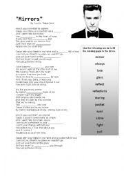 (another song) all over again. Mirrors By Justin Timberlake Lyric Match Esl Worksheet By Mikeyt24