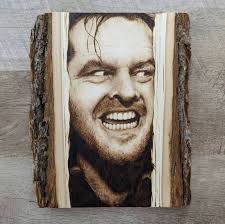 Here's Johnny Vinyl Sticker Woodburned Art Laptop Decal Waterproof Sticker  the Shining Cult Classic Movie Approx 3"