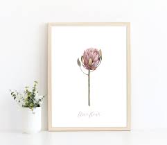Watercolor Protea Flower French Quote Print Protea Flower Wall Art French Flower Protea Poster Protea Art Print Pink French Rustic Print Flower Wall Art Protea Flower French Flowers