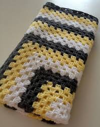Black And White Baby Blanket Crochet Crochet Baby Blanket White Yellow And Gray By Kylieb On Madeit Crochet Baby Baby Blanket Crochet Crochet Blanket Patterns