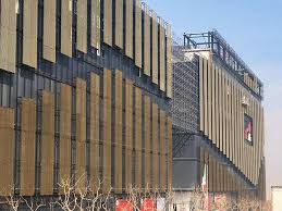 Panels Of Gold Anodised Mesh For Facade Of Atlas Mall Mashad Mall Facade Facade Architecture Retail Facade