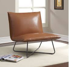 Accent Chairs For Living Room Modern Lounge Indoor Saddle Brown Leather Pillow Living Room Chairs Faux Leather Chair Lounge Chairs Living Room