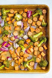 Healthy Sheet Pan Chicken Sausage And Roasted Veggies Eating Bird Food Recipe Sheet Pan Dinners Sheet Pan Recipes Roasted Veggies