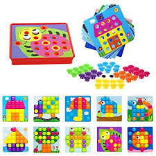 Soyee Button Art Preschool Learning Toys Color Matching Mosaic Pegboard Set For 3 Year Old Preschool Learning Toys Early Learning Toys Toddler Activities