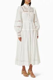 Buy Shona Joy White Lucia Balloon Sleeve Frill Midi Dress For Women Online 