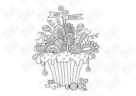 Foldable Birthday Card Coloring Page Birthday Cupcake Colouring Page Folded Card Instant Etsy Cupcake Coloring Pages Coloring Pages Doodle Designs