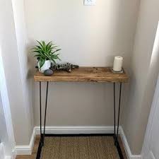 Narrow Console Table With Hairpin Legs Free Delivery Wooden Etsy Narrow Console Table Hallway Table Decor Rustic Hallway Table