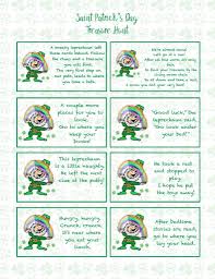 Patrick's day is all about the irish, the color green, leprechauns and shamrocks. St Patrick S Day Treasure Hunt Free Printable