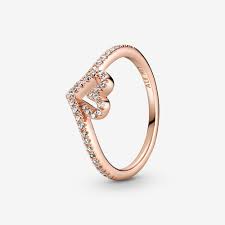 Pandora promise rings on hand. Sparkling Wishbone Heart Ring Rose Gold Plated Pandora Us
