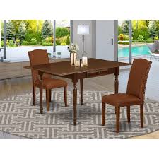 Carlisle dining table with 4 dining chairs and 2 upholstered dining chairs. Dining Table And Parson Chairs With Brown Color Pu Leather Upholstery Seat Mahogany Finish Pieces Option Overstock 32448366