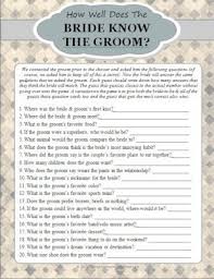 Have the guests guess how many questions … How Well Does The Bride Know The Groom Game