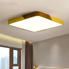 Mcm vintage square glass flush mount ceiling light cover. Metal And Wood Flush Mount Ceiling Light With Square Rectangle Shade Led Gold Ceiling Light In Warm White Neutral 16 19 5 25 5 32 5 W Takeluckhome Com