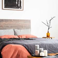 Linen coverlet in burnt orange, organic bedspread, cozy linen throw. Orange Bedroom Ideas