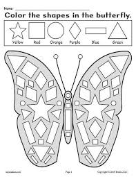 Printable Butterfly Shapes Coloring Pages Shapes Worksheet Kindergarten Shape Coloring Pages Shapes Kindergarten