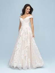 Off The Shoulder A Line Blush Tulle Wedding Dress Available At Kleinfeld Allure Bridals Allure Wedding Dresses Ball Gowns Wedding Wedding Dresses Kleinfeld