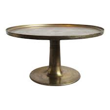 Round top is covered with clear glass. Round Brass Pedestal Coffee Table Image 1 Of 4 Pedestal Coffee Table Coffee Table Images Coffee Table