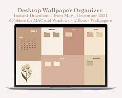 Desktop Wallpaper Organizer For Students Minimalist Wallpaper For School And College 2021 2022 Calendar Folder Icons Included In 2021 Desktop Wallpaper Organizer Desktop Organization Desktop Wallpaper