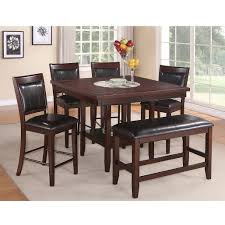 Counter height dining table set with bench. Fulton Brown Counter Height Dining Room Set