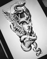Pin By Radek Venc On Art For My Walls Valkyrie Tattoo Sketch Style Tattoos Warrior Tattoos
