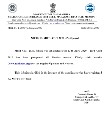 Maharashtra common entrance test (mht cet) is a state level entrance exam organized annually by the directorate of technical education, maharashtra with an aim to provide. Mht Cet 2020 Exam Postponed College Pravesh