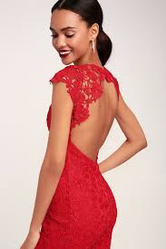 Romance Language Red Backless Lace Dress Backless Lace Dress Red Lace Long Sleeve Dress Red Long Sleeve Bodycon Dress