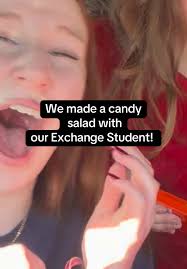 We made a #candysalad with our #foreignexchangestudent! #exchangeyear  #exchangestudent #hostfamily #familyfun #moviesnacks #snack #candy #salad  #wisconsin #austria #hostmom #hostsister