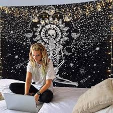 Please check the measurement chart carefully before you buy the item. Cestbin Skull Tapestry Wall Hanging Large Tapestries Black And White Tapestry Meditation Skeleton Stars Tapestry Chakra Tapestry For Men Boho Wall