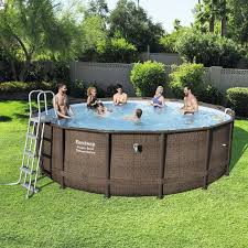 Above Ground Round Frame Pool 488x122cm Bestway 56666 Power Steel Deluxe Pool In Ground Pools Round Pool