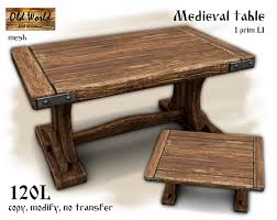 Antique 18th century spanish carved chestnut coffee table. Second Life Marketplace Medieval Table V1 Old World Medieval Rustic Furniture