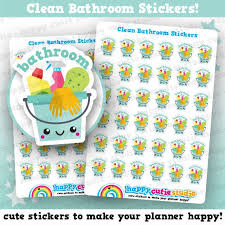 36 Cute Clean Bathroom Shower Chores Planner Stickers Planner Stickers Chore Planner Stickers Planner Stickers Etsy