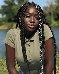 Black And Blue Box Braids On Dark Skin Beautiful Hairstyles For Black Women Short Wavy Black Hairstyles Black Woman Short Ha Beautiful Black Girl Beautiful Dark Skinned Women Beautiful Dark Skin