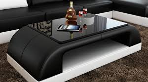 Contemporary Black And White Leather Coffee Table W Black Glass Table Top Leather Coffee Table Buy Modern Furniture Coffee Table Design Modern