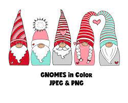 Gnome Digital Clipart Valentine S Day Etsy In 2021 Valentines Day Clipart Christmas Drawing Gnomes