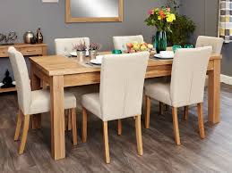 Baumhaus Mobel Extending Oak Dining Set With 6 Cream Upholstered Chairs Oak Dining Table Oak Dining Sets 4 Seater Dining Table