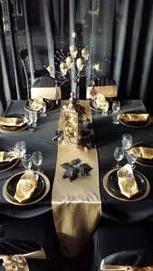 Black And Gold Table Decorations Ideas Pin By Nakkita Murphy On Masquerade Ball Party In 2020 New Years Eve Decorations New Years Eve Party 70th Birthday Parties