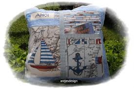 Maritimes Kissen Ahoi Segelschiff Anker Kissenbezug Blau Etsy Maritime Gift Handmade Art Handmade