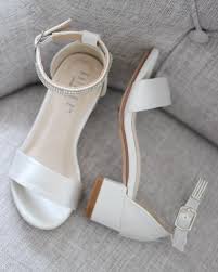 Ivory Satin Block Heel Sandals In 2020 Wedding Shoes Heels Girls Shoes Bride Shoes