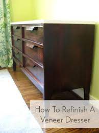 Learn how to refinish furniture faster and easier by avoiding stripping. Nursery Progress How To Refinish A Veneer Dresser Young House Love