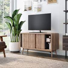 This is a handmade rustic media console (which also functions perfectly as a buffet or sideboard). Liam Mid Century Tv Stand Media Console Entertainment Cabinet With Sliding Doors Oak Matte Black Nathan James